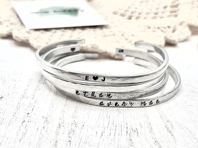 Design Your Own Silver Bracelet Custom Sterling Silver Cuff Hand Stamped Jewelry Personalized Stacking Cuff Personalized Gift MakerPlace by Michaels